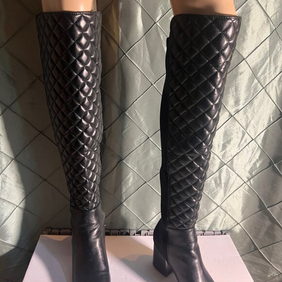 Rogue Womens Long Thigh High‎ Boots Over The Knee Mid Block Heel Zip Up Sz. 8.5 - Picture 1 of 10
